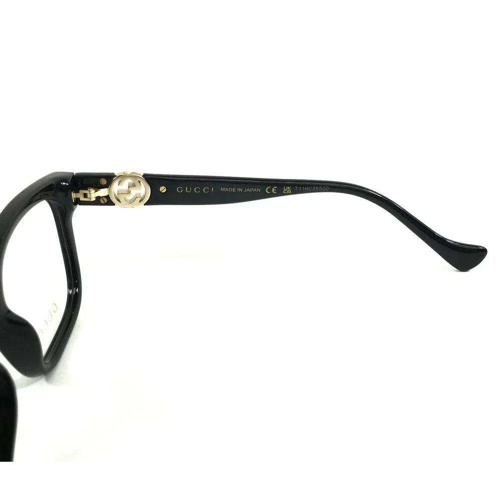 Gucci Eyeglasses Frames GG1025OZ 004 Shiny Black Gold Cat Eye Full Rim 51-18-140 - Picture 6 of 11